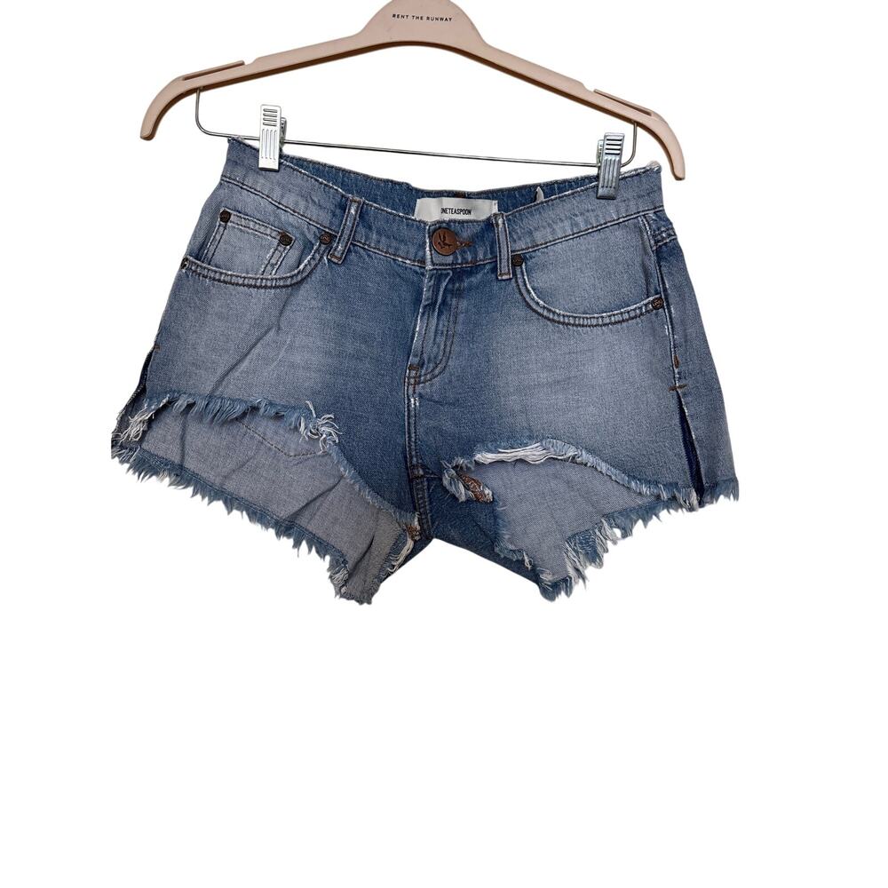 One Teaspoon Sz 26 Marlons Low Waist Boyfriend Cut Off Faded Denim Jean Shorts